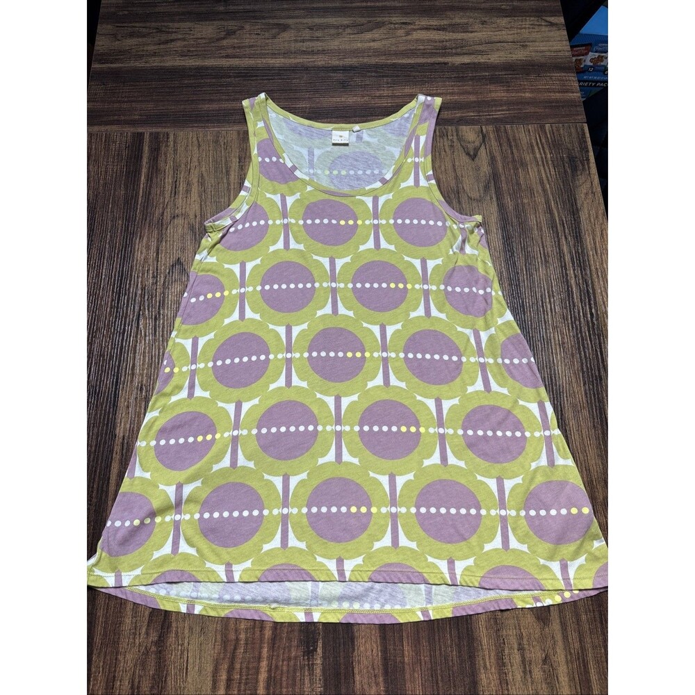 Orla Kiely Tank Top in Chartreuse and Mauve Large Cotton Jersey